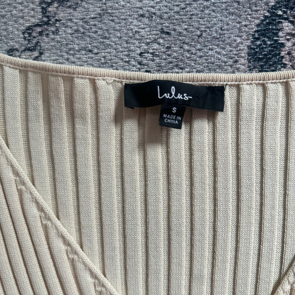Lulu's Beige Ribbed Knit Top - Picture 2 of 3